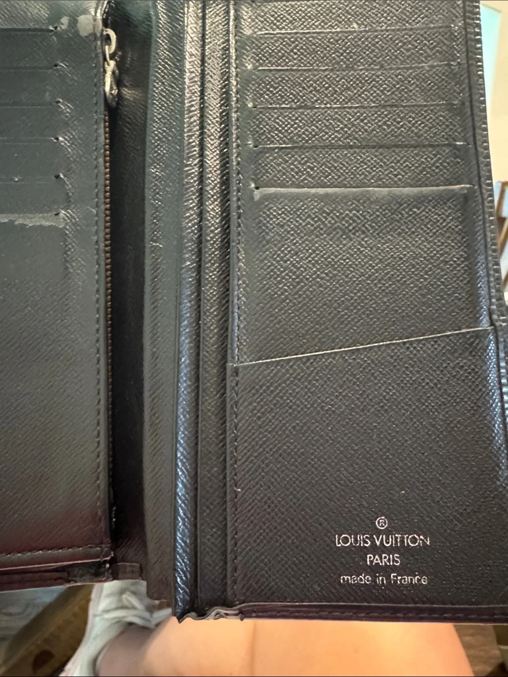 Louis Vuitton Black Epi LeatherTextured Long Wallet